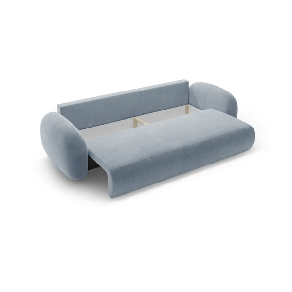 Szaroniebieska aksamitna rozkładana/ze schowkiem sofa 262 cm Tonale – Cosmopolitan Design-image-3