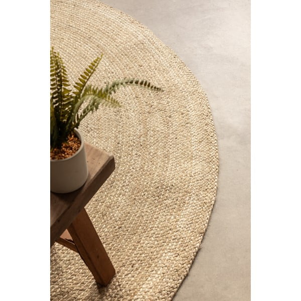 Okrągły dywan z juty dwustronny w kolorze kości słoniowej ø 140 cm Braided – Hanse Home-image-4