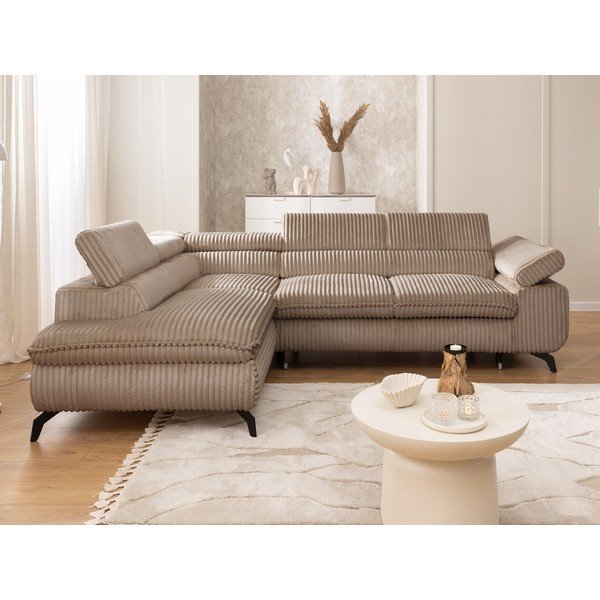 Brązowy sztruksowy narożnik (lewostronny/w kształcie litery L) Marbeya  – Ropez-image-4