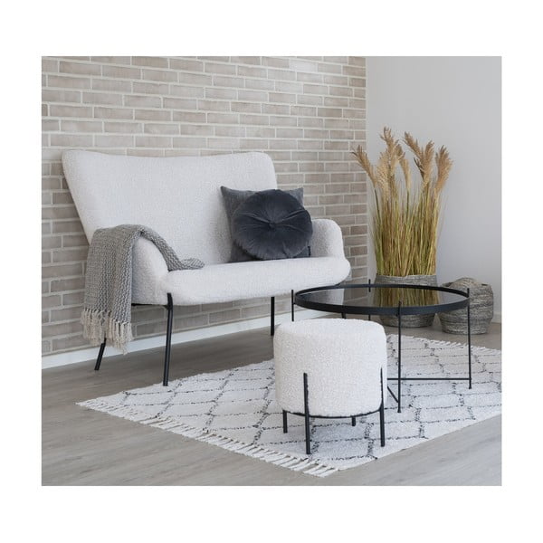 Biała sofa z materiału bouclé 128 cm Glasgow – House Nordic-image-1