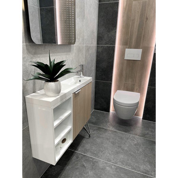 Wisząca szafka bez umywalki w dekorze dębu w naturalnym kolorze 50x50 cm Latus Vi – Sapho-image-1