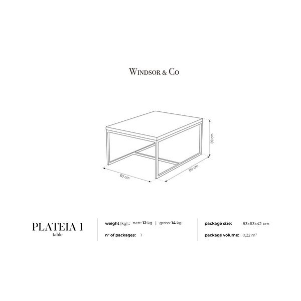 Stolik z blatem Windsor & Co Sofas Plateia, 80x60 cm-image-4