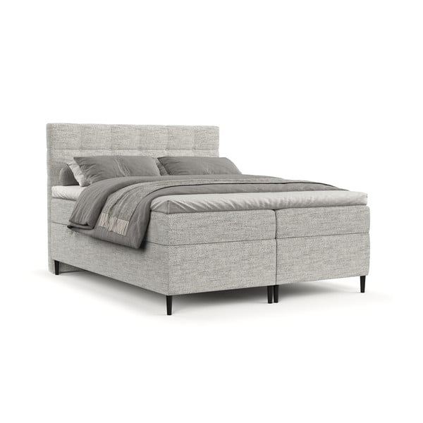 Jasnoszare łóżko boxspring ze schowkiem 200x200 cm Urbaneo – Maison de Rêve-image-2