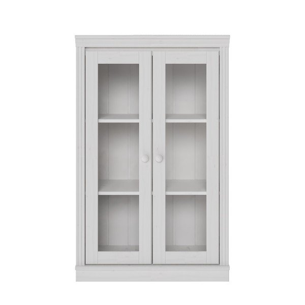 Biała witryna z litego drewna sosnowego 74x118x35 cm Anita – Støraa