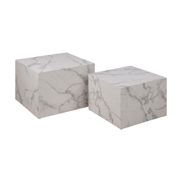 Białe stoliki w dekorze marmuru zestaw 2 szt. 58x58 cm Dice – Actona