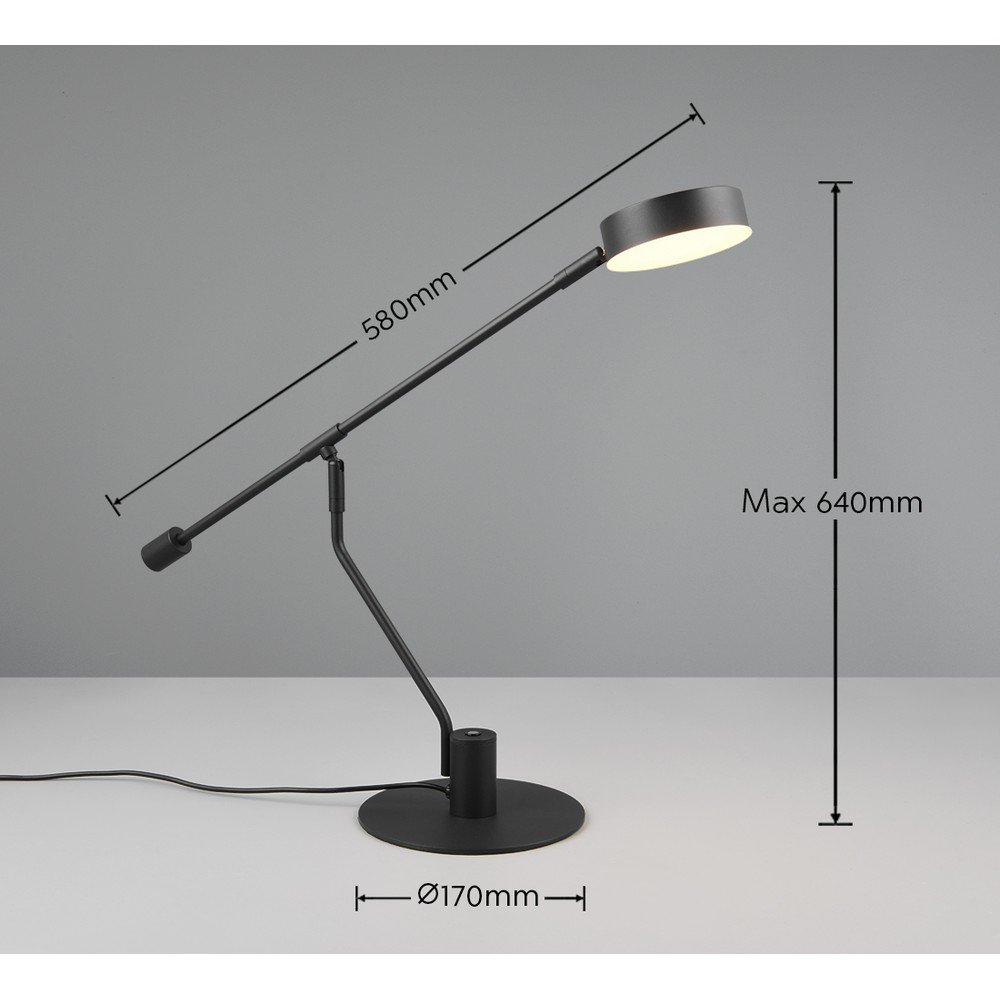 Lampa stołowa LED z elastyczną konstrukcją w kolorze matowej czerni (wysokość 64 cm) Manduro – Trio (zdjęcie 9)