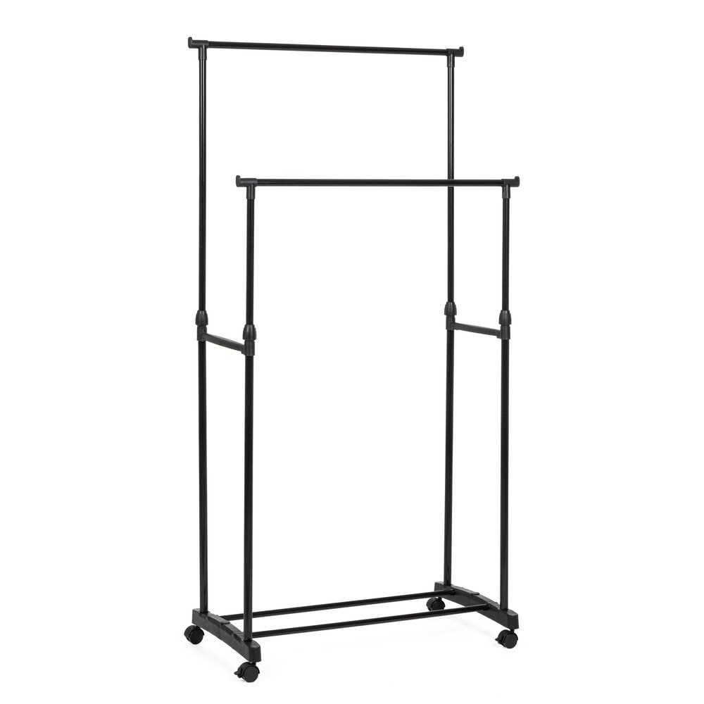 Czarny metalowy stojak na ubrania na kółkach 80x160x42 cm Roald – Yes Everyday