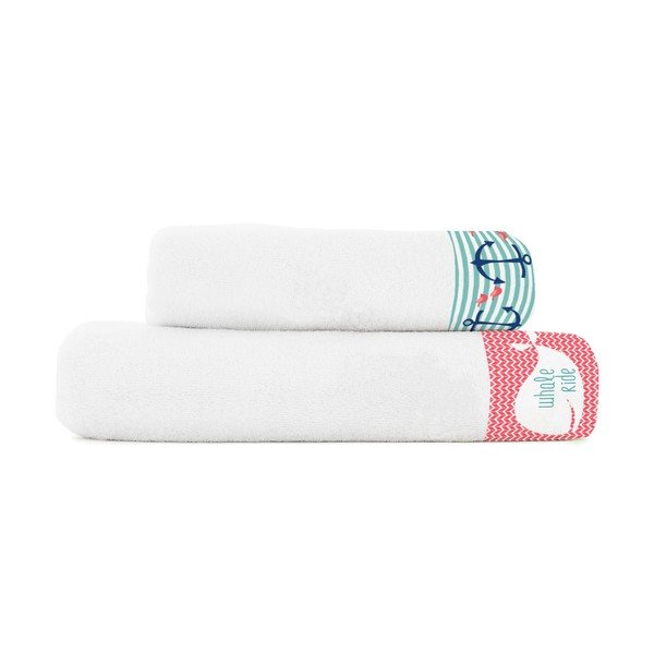 Zestaw 2 ręczników Baleno Whale Ride, 50x100 i 70x140 cm-image-2