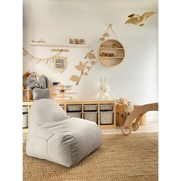 Jasnoszary dziecięcy worek do siedzenia Funny Bunny – The Brooklyn Kids-image-1