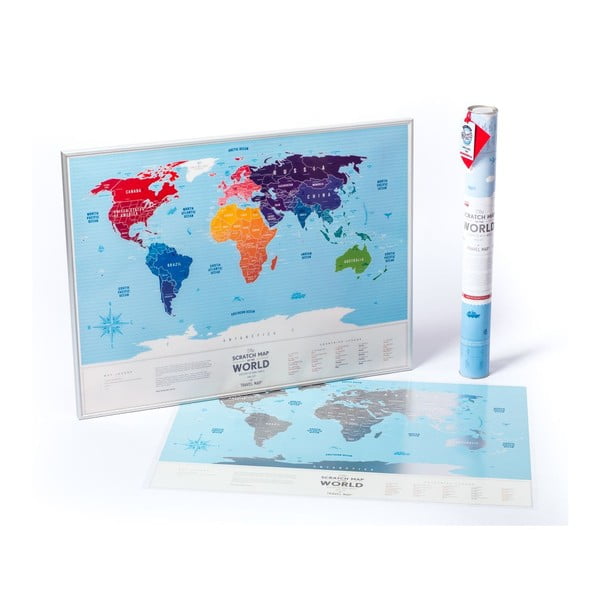 Mapa świata zdrapka Travel Map of the World Silver, 80x60 cm