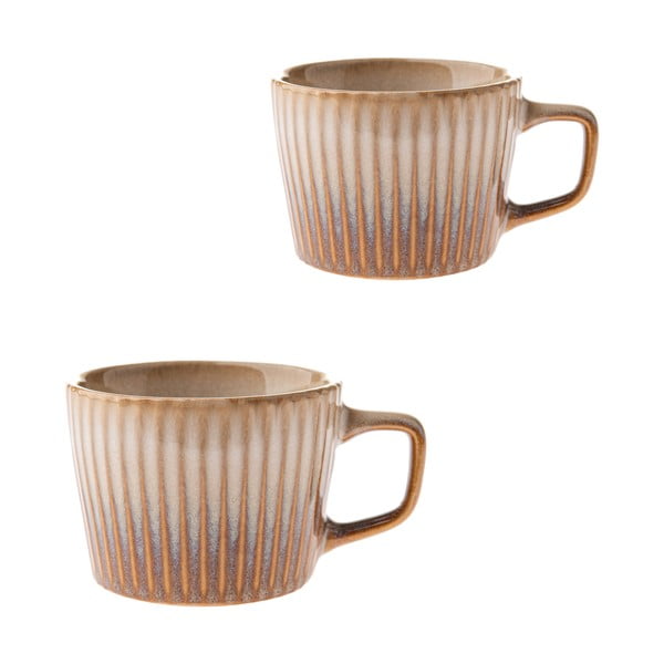 Beżowe kamionkowe kubki zestaw 2 szt. do cappuccino 190 ml Tone – Dakls
