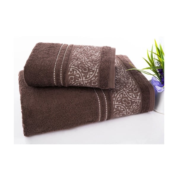 Zestaw 2 ręczników Saray Brown, 50x90 cm i 70x140 cm