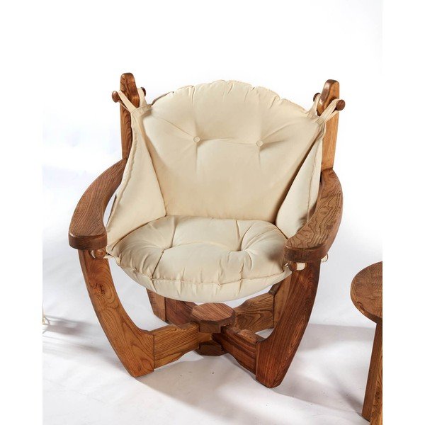 Kremowy drewniany fotel ogrodowy Relax – Floriane Garden-image-2