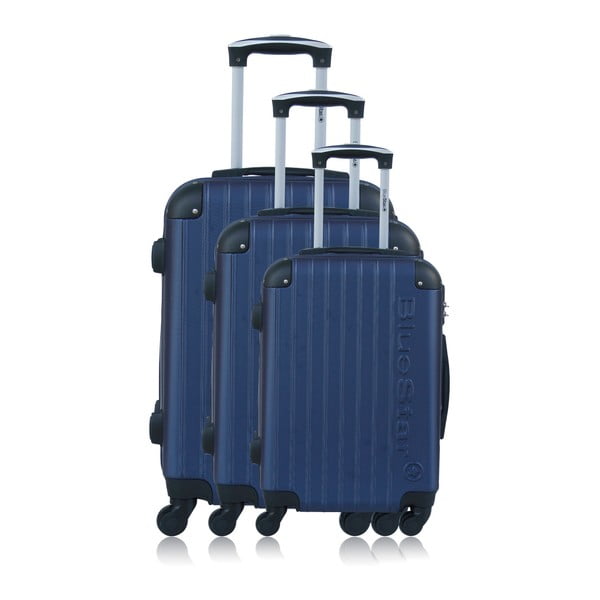 Zestaw 3 niebieskich walizek na kółkach Blue Star Bucarest