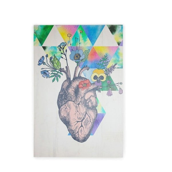 Tablica ścienna z drewna sosnowego Really Nice Things Hipster Heart, 40x60 cm
