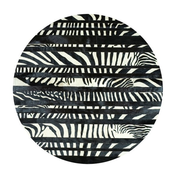 Skórzany dywan z motywem zebry Pipsa Stripes, ⌀ 160 cm