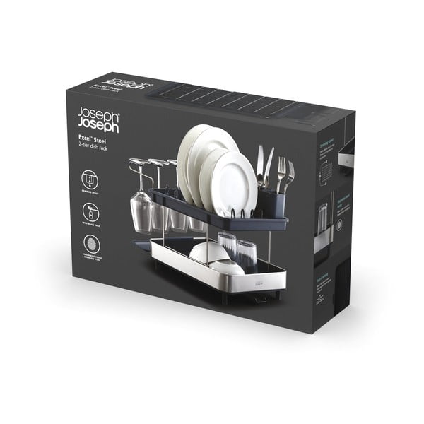 Szary ociekacz dwupiętowy ze stali nierdzewnej Excel  – Joseph Joseph-image-4