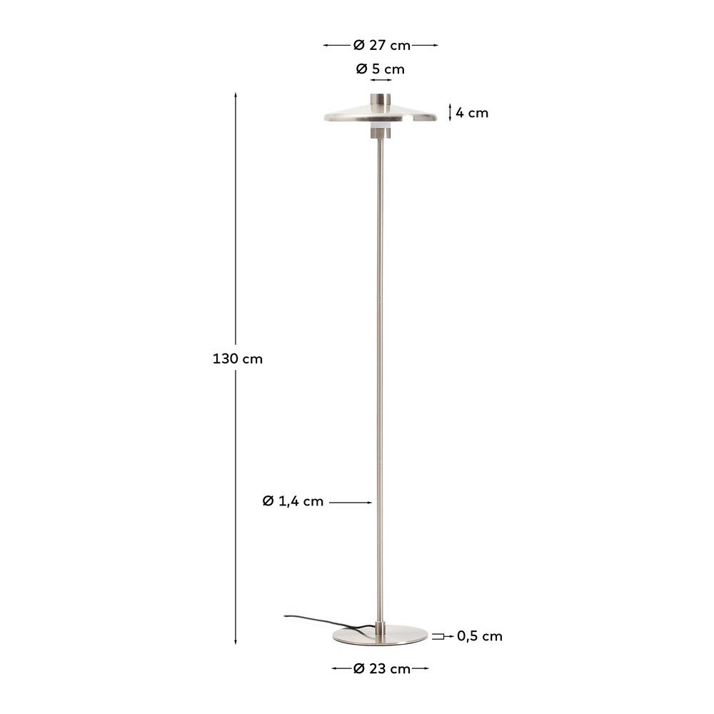 Lampa stojąca w kolorze srebra z metalowym kloszem (wysokość 130 cm) Nuvira – Kave Home (zdjęcie 9)
