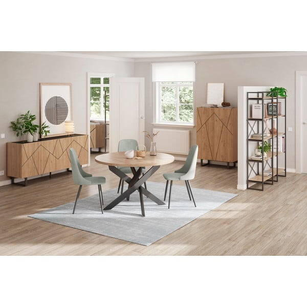 Okrągły stół z blatem w dekorze dębu 120x120 cm Ther – Marckeric-image-4