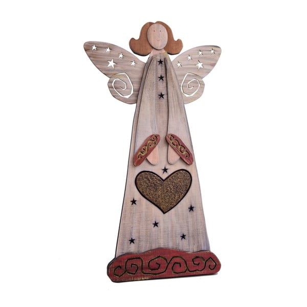 Dekoracyjny anioł drewniany z sercem V Ego Dekor 