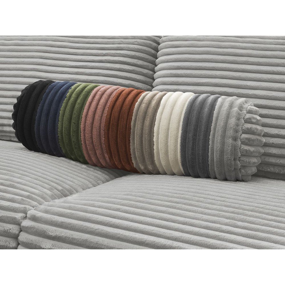 Jasnoszara sztruksowa rozkładana sofa do spania 220 cm Hugo – Bobochic Paris (zdjęcie 11)