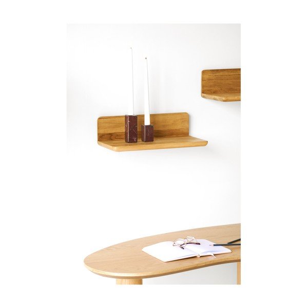 Półka z litego drewna dębowego w jasnym naturalnym kolorze 40 cm Salina – House Nordic-image-1