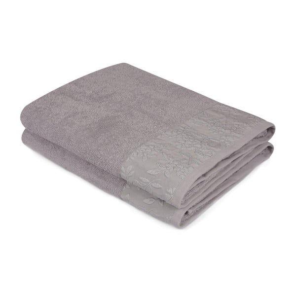 Komplet 2 szarych bawełnianych ręczników Ressmo, 90x150 cm