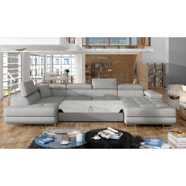 Jasnoszary rozkładany/ze schowkiem narożnik (lewostronny/w kształcie litery U) Rodrigo – ELTAP-image-2