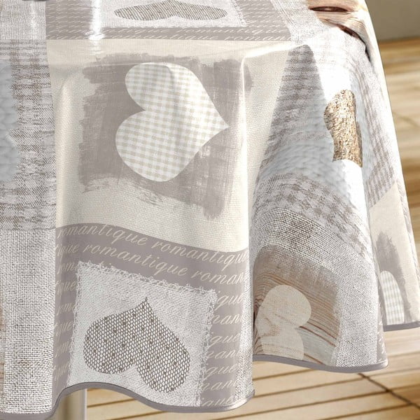 Obrus zmywalny z PCV ø 160 cm Cosy Coeur – douceur d'intérieur-image-1