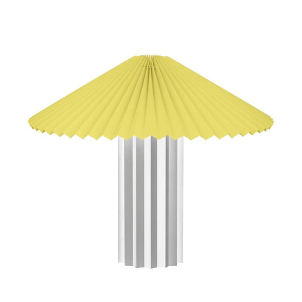 Lampa stołowa w żółto-srebrnym kolorze ze ściemniaczem i tekstylnym kloszem (wysokość 36 cm) Taite – Blomus