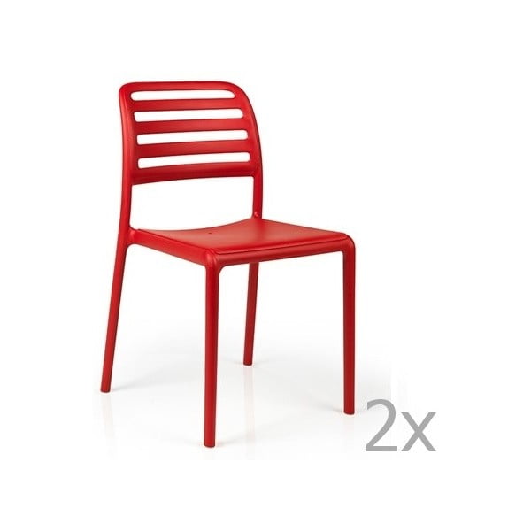 Zestaw 2 czerwonych krzeseł ogrodowych Nardi Costa Bistrot