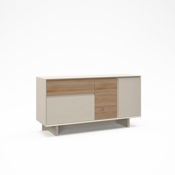 Beżowo-naturalna komoda w dekorze dębu 146x76x45 cm Carpi – Marckeric-image-2