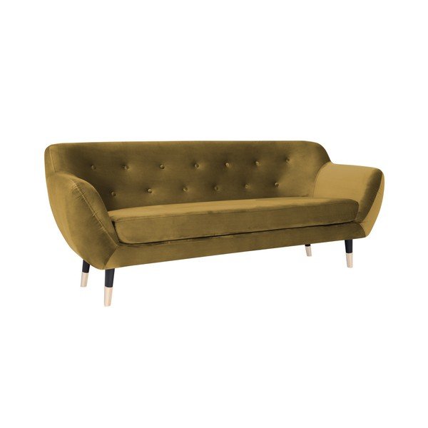 Musztardowa sofa z czarnymi nogami Mazzini Sofas Amelie, 188 cm-image-2