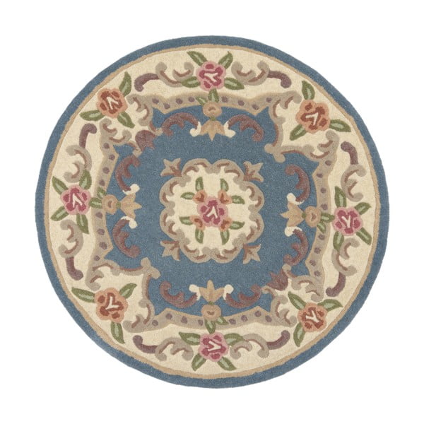 Niebieski wełniany dywan Flair Rugs Aubusson, ⌀ 120 cm