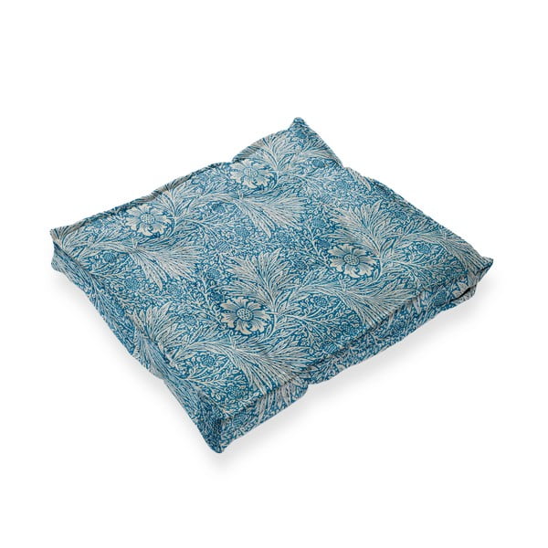 Niebieska poduszka na krzesło z domieszką lnu Tierra Bella Wild Flowers, 37x37 cm