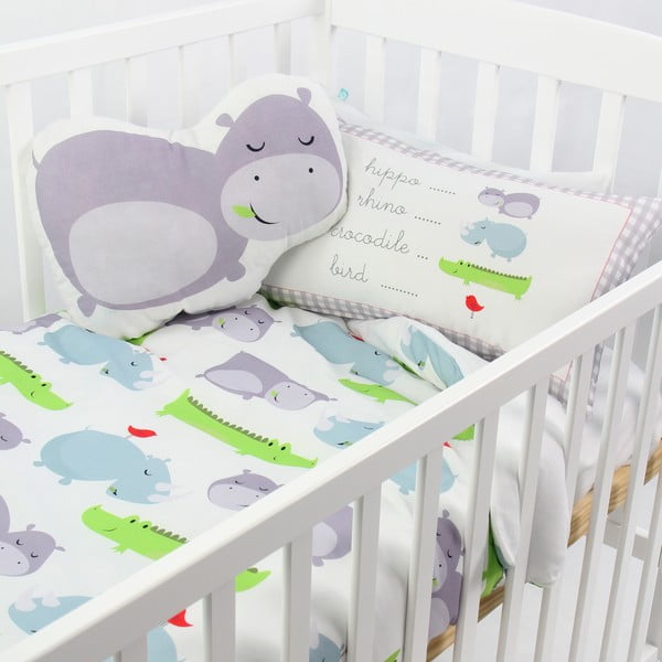 Dziecięca pościel bawełniana z poszewką na poduszkę Mr. Fox Hippo, 100x120 cm-image-3