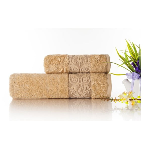 Zestaw 2 ręczników Bamboo Glory Beige, 50x90 cm i 70x140 cm
