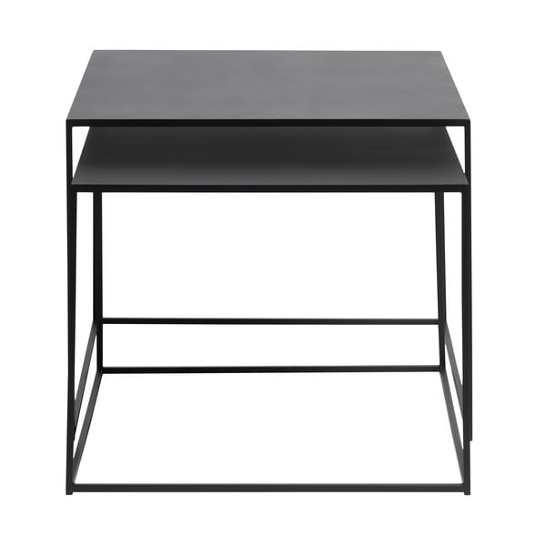 Czarne metalowe stoliki zestaw 2 szt. 65x65 cm Pebble – Unique Furniture-image-3