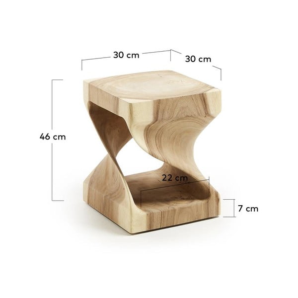 Stolik z litego drewna munggur 30x30 cm Hakon – Kave Home-image-4