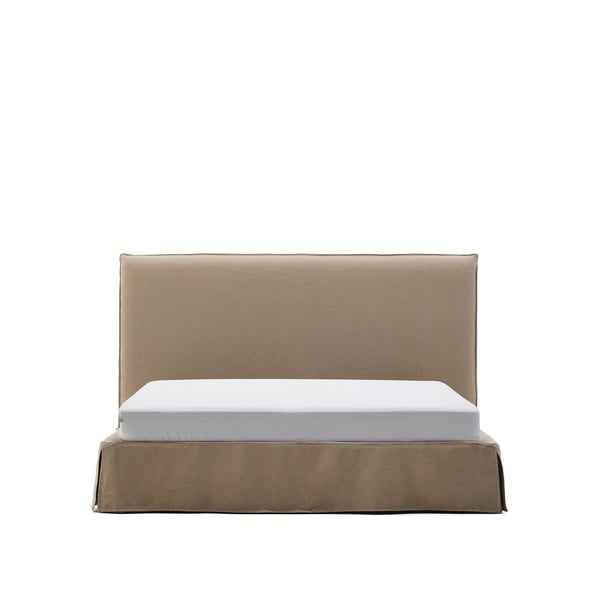 Szarobrązowe tapicerowane łóżko dwuosobowe 180x200 cm Jaira – Kave Home-image-2