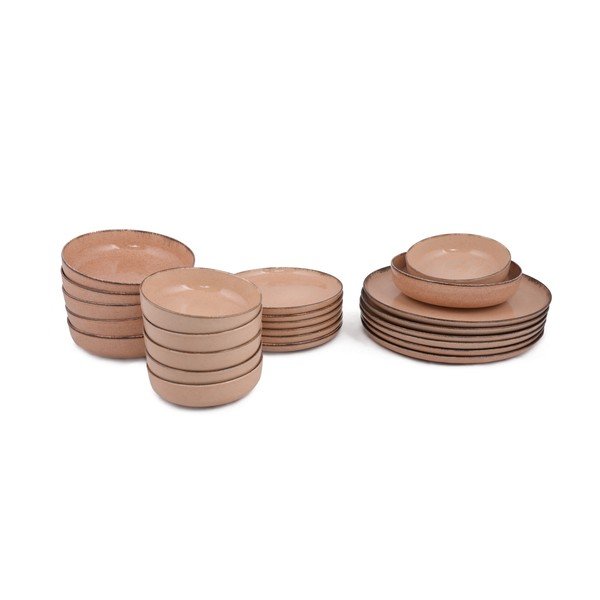 24-częściowy zestaw różowych porcelanowych naczyń Kütahya Porselen Pearl-image-2