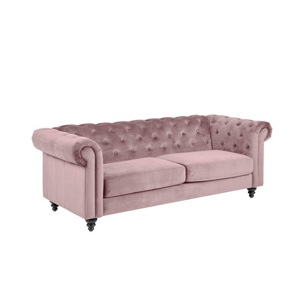 Różowa aksamitna sofa Actona Charlietown, 219 cm-image-1