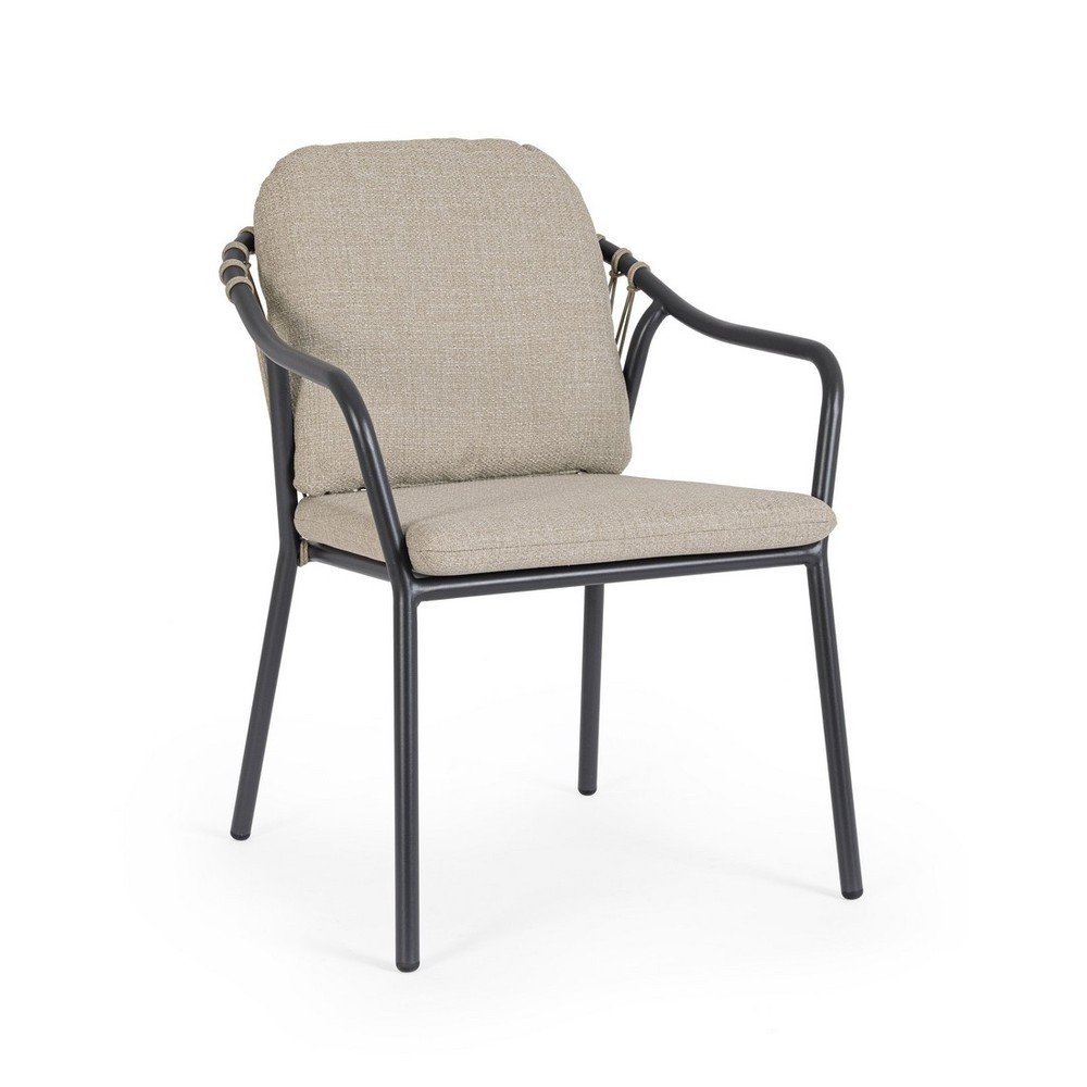 Jasnobrązowe metalowe krzesło ogrodowe Edvige – Bizzotto