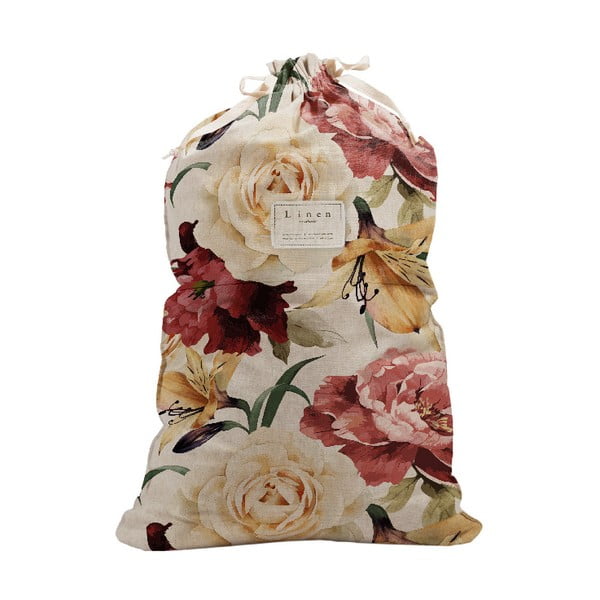 Worek na pranie z domieszką lnu Really Nice Things Bag Roses, wys. 75 cm