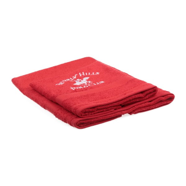 Zestaw 2 czerwonych ręczników Beverly Hills Polo Club Tommy Orj