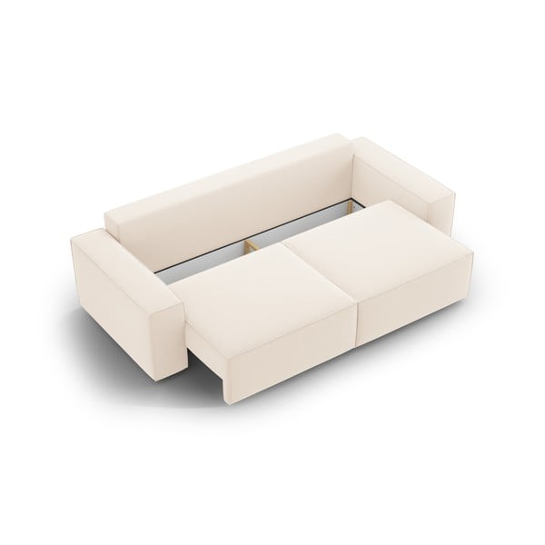 Beżowa aksamitna rozkładana/ze schowkiem sofa 247 cm Jodie – Micadoni -image-4