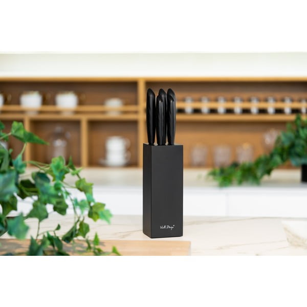 Zestaw 5 noży w czarnym stojaku Vialli Design Caro-image-4