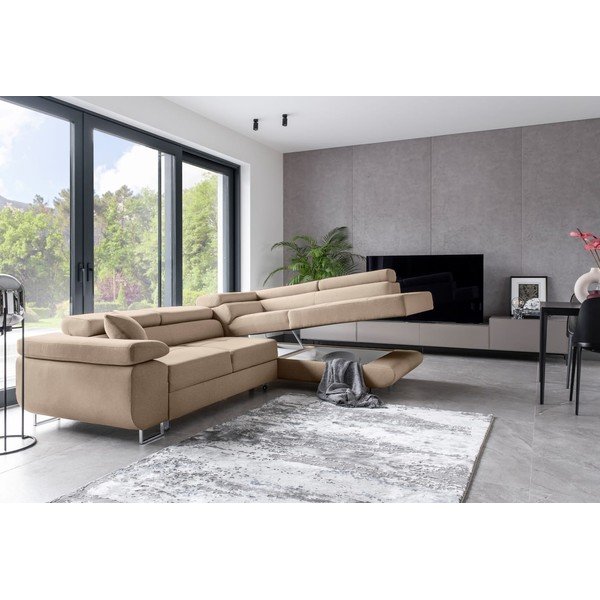 Beżowy rozkładany/ze schowkiem narożnik (prawostronny/w kształcie litery L) Anton – ELTAP-image-4