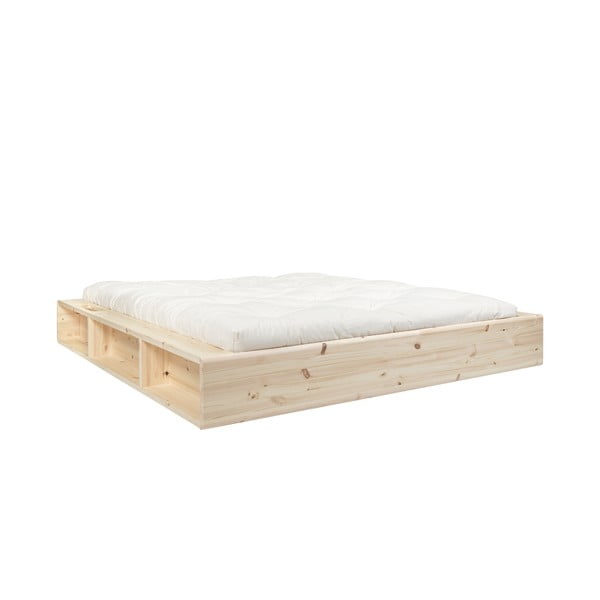 Łóżko dwuosobowe z litego drewna ze schowkiem i futonem Latex Karup Design Ziggy, 140x200 cm