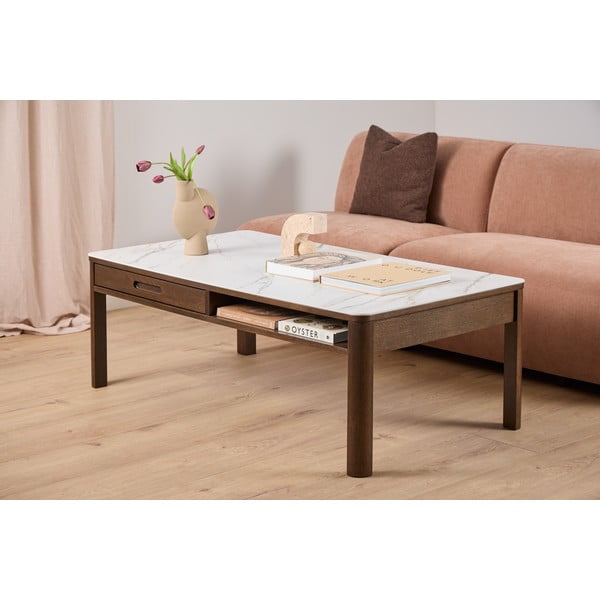 Beżowo-ciemnobrązowy stolik z ceramicznym blatem 70x130 cm Southampton – Actona-image-2